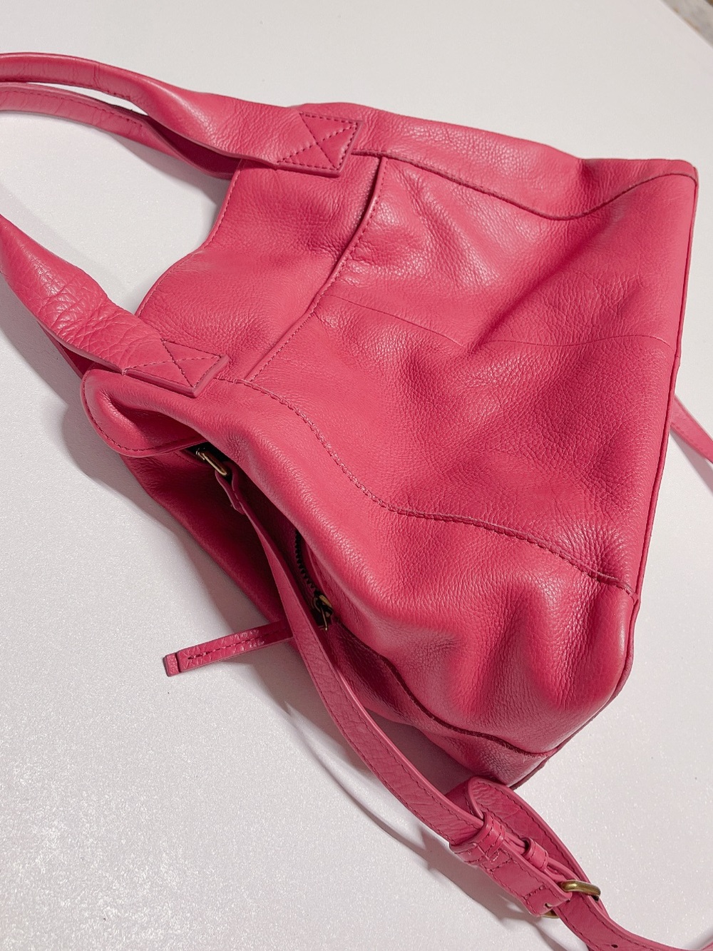 American Leather Go. Ada Triple Entry Leather Satchel In French Rose - Picture 11 of 16